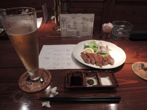 ビールとステーキ
