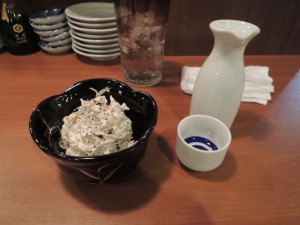 熱燗 　ササミとキューリのつぶマスタード和え