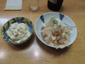 冷奴とポテトサラダ
