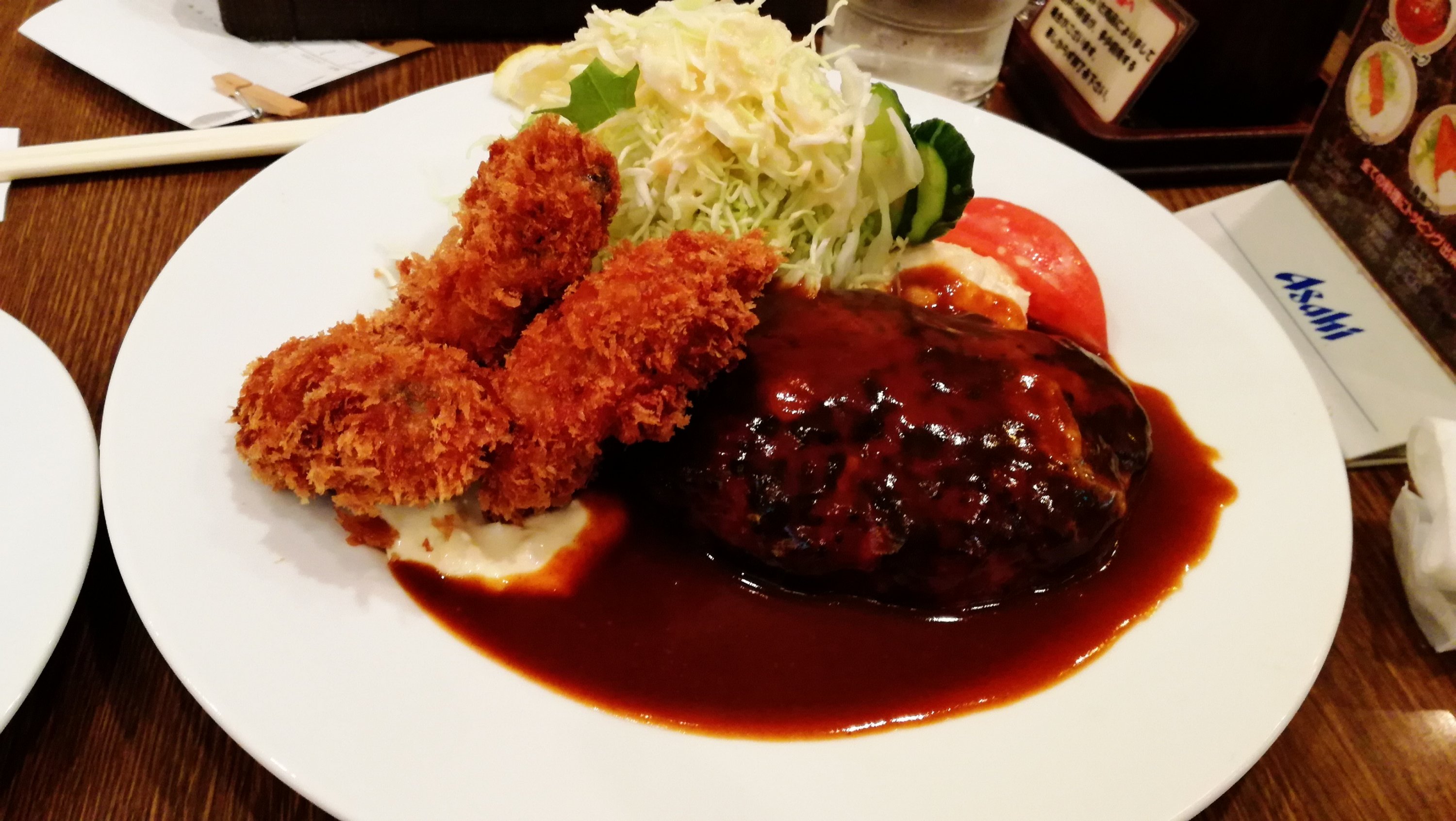 牡蠣フライ ハンバーグ