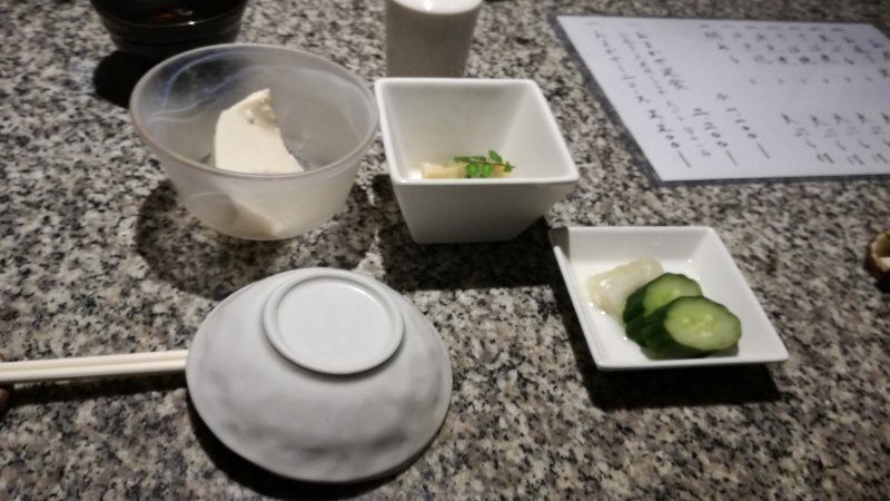 豆腐と一品（たけのこ）